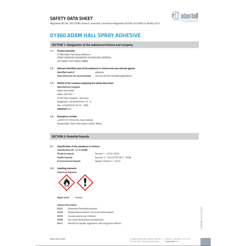 Adhesive Spray for Foam, 500 ml.